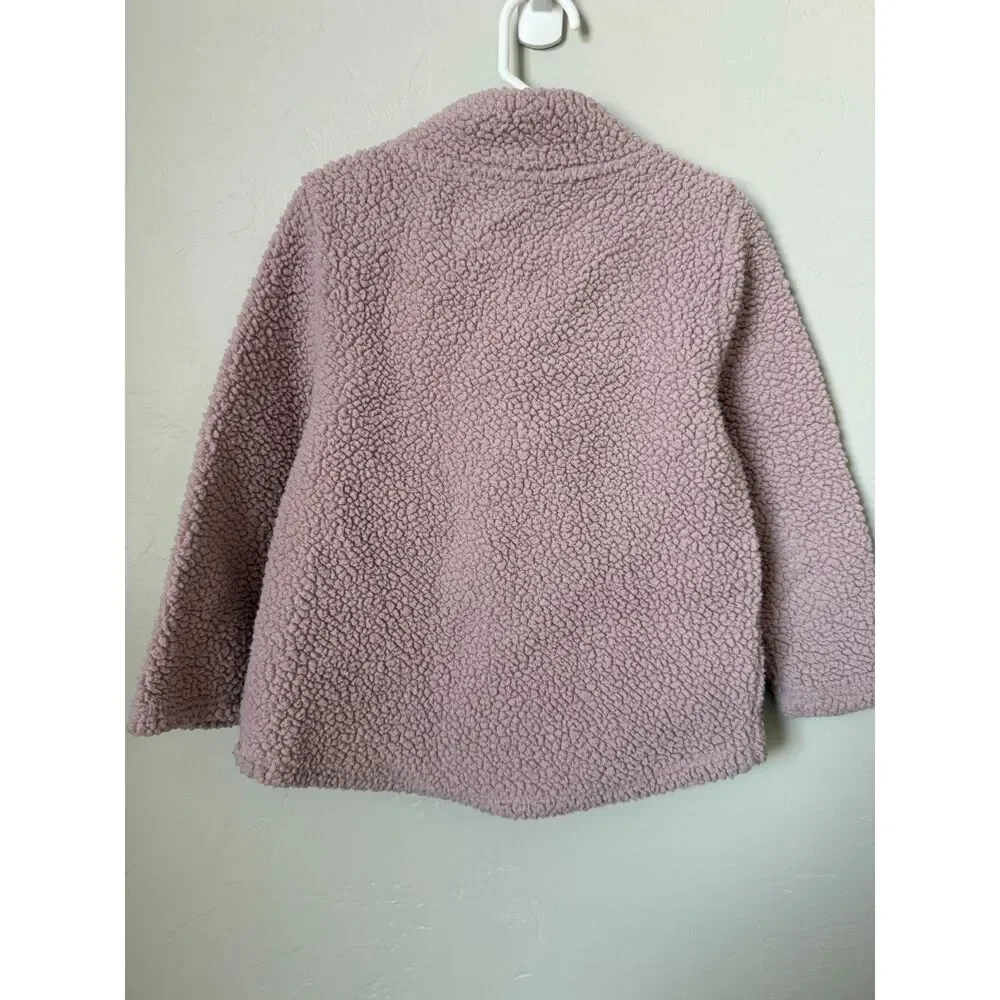 Old Navy Girls 5T Sherpa Fleece Pullover Dusty Pink Quarter Zip Jacket